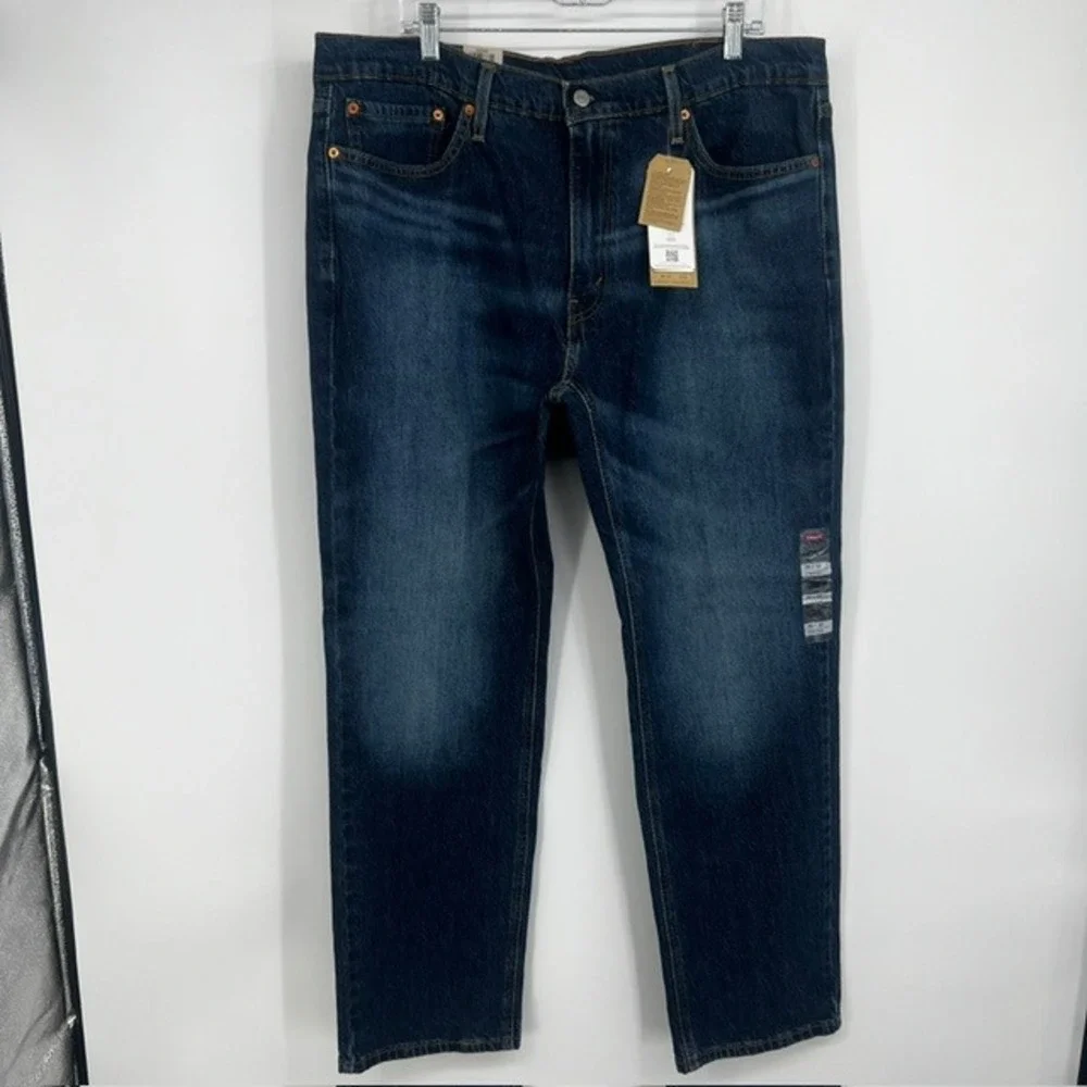 New Levis 541 Athletic Taper Men's Jeans 38x32 Dark Indigo Blue Stretch Denim